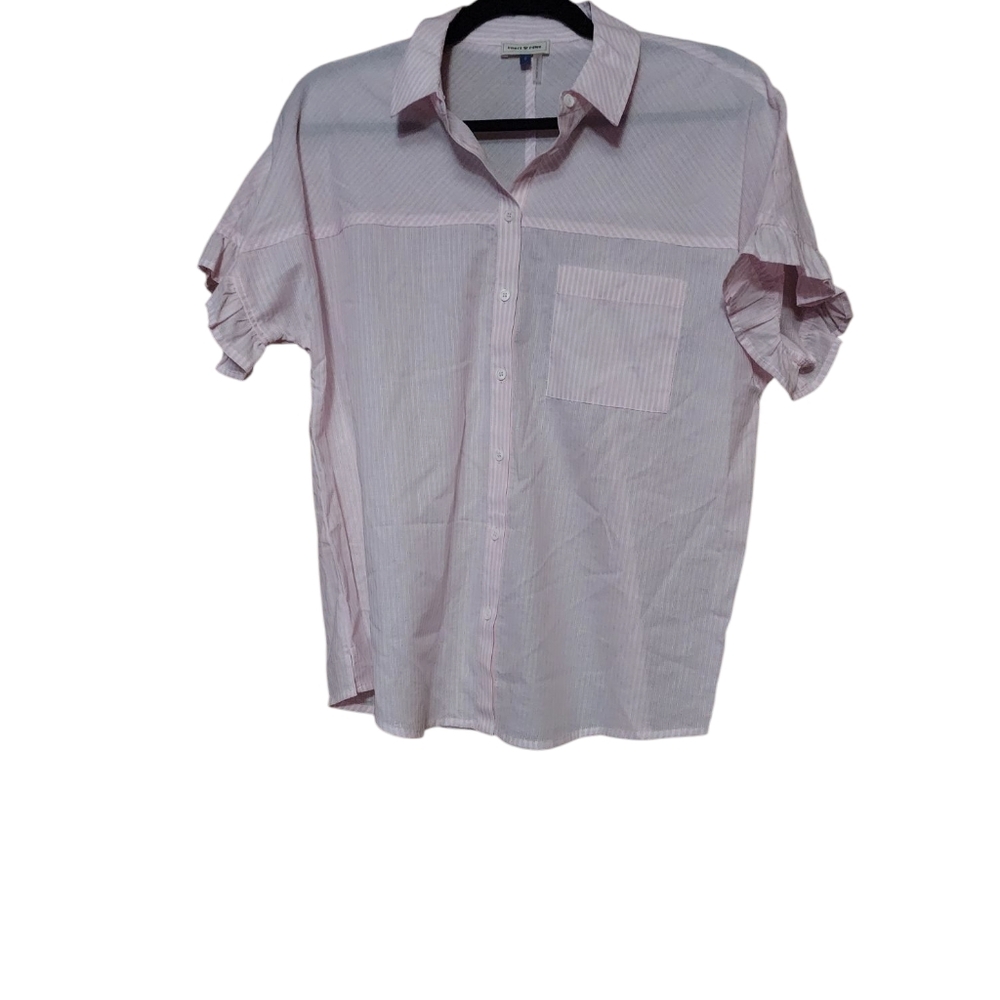 COURT & ROWE Spring PINK  Stripe Shirt TOP SIZE S